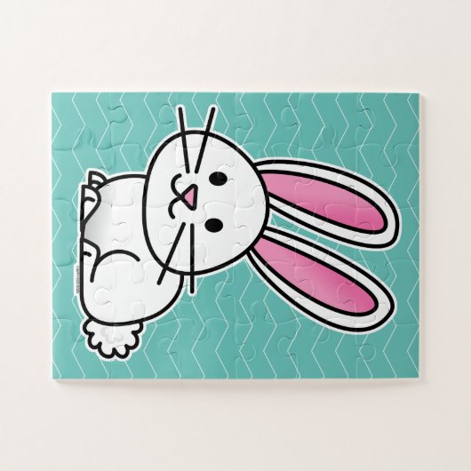 Lange Ohren des glücklichen weißen flaumigen Puzzle (Horizontal)