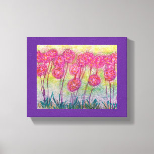 Lange rosa Blume Mauerwerk Leinwanddruck