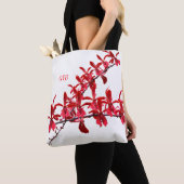 "Lange rote Orchideen-treffend" Taschen-Weiß Tasche (Von Nahem)