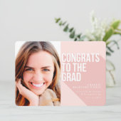 LANGE SCHATTEN GLÜCKWUNSCH ZUM GRAD BLUSH PINK EINLADUNG (Stehend Vorderseite)