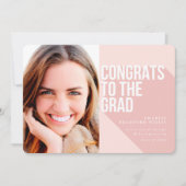 LANGE SCHATTEN GLÜCKWUNSCH ZUM GRAD BLUSH PINK EINLADUNG (Vorderseite)