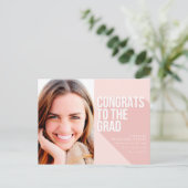 LANGE SCHATTEN GLÜCKWUNSCH ZUM GRAD BLUSH PINK POSTKARTE (Stehend Vorderseite)