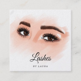 Lange schöne Lashes Augen und Brows Hand gezogen Quadratische Visitenkarte