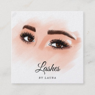 Lange schöne Lashes Augen und Brows Hand gezogen Quadratische Visitenkarte