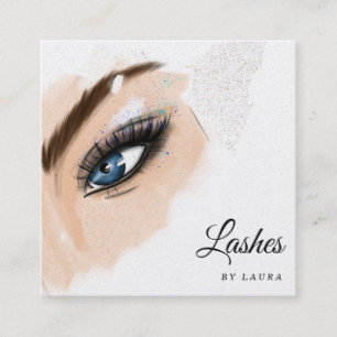 Lange schöne Lashes Augen und Brows Hand gezogen Quadratische Visitenkarte