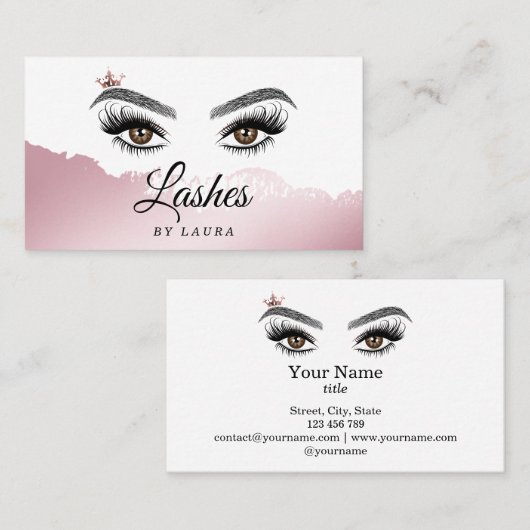 Lange schöne Lashes Augen und Brows Hand gezogen Visitenkarte (Vorne/Hinten)