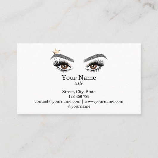 Lange schöne Lashes Augen und Brows Hand gezogen Visitenkarte (Rückseite)