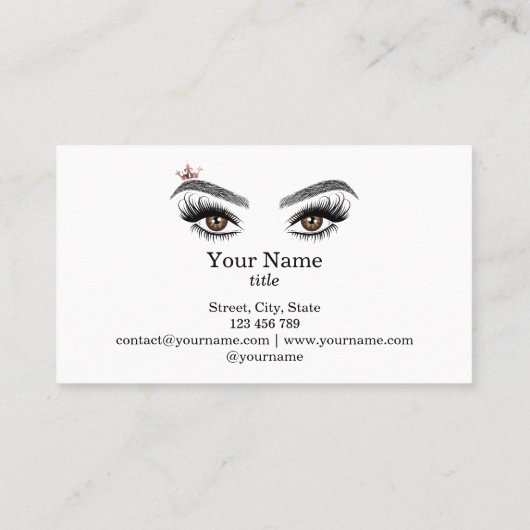 Lange schöne Lashes Augen und Brows Hand gezogen Visitenkarte (Rückseite)