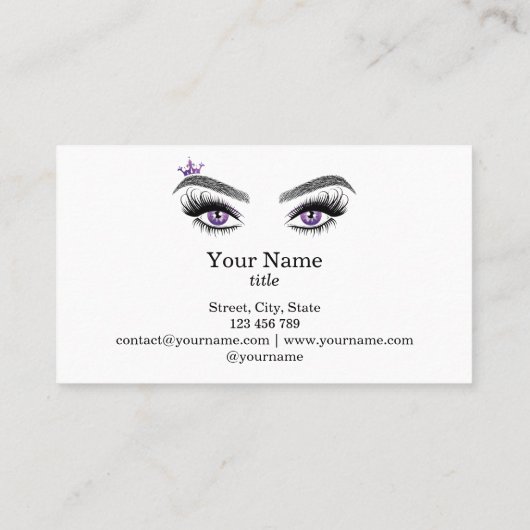Lange schöne Lashes Augen und Brows Hand gezogen Visitenkarte (Rückseite)