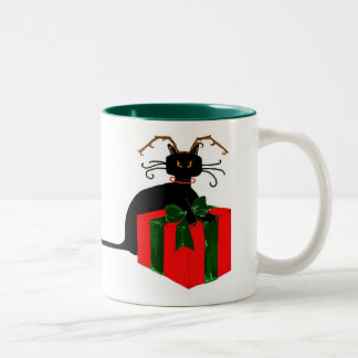 Lange Schwanz-Weihnachtskatze Zweifarbige Tasse
