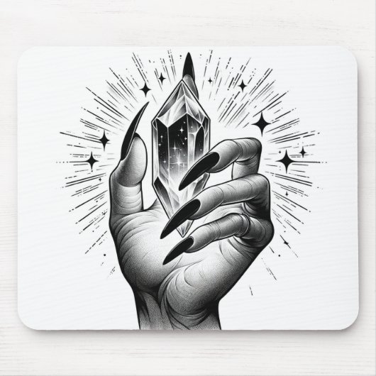 Lange schwarze Nägel und Kristallenergie Magie Vin Mousepad (Vorne)