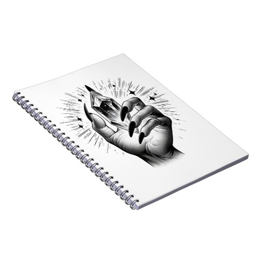 Lange schwarze Nägel und Kristallzauber Grimoire Notizblock (Rechte Seite)