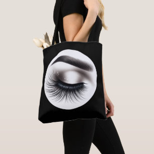 Lange schwarze wimperige Wimpernverlängerungen Sch Tasche