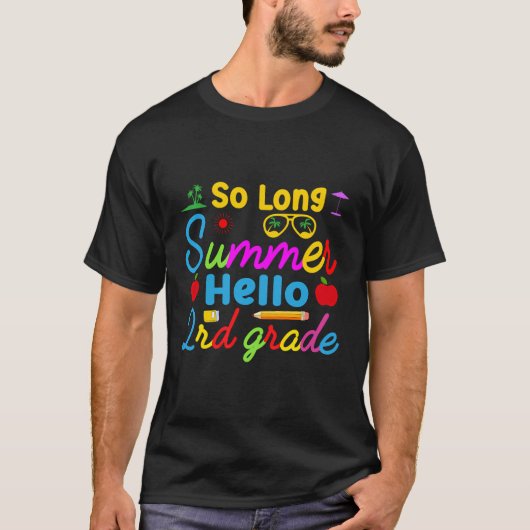 Lange Sommer Hallo 2. zweite Klasse zurück Schule T-Shirt (Vorderseite)