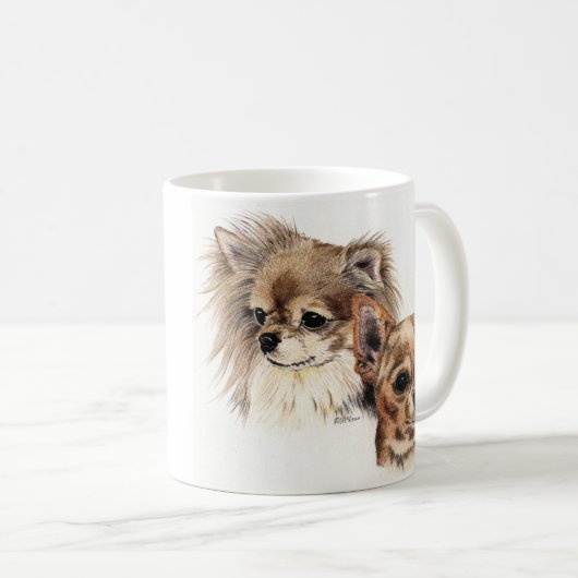 Lange und glatte Mantel-Chihuahua Kaffeetasse (VorderseiteRechts)