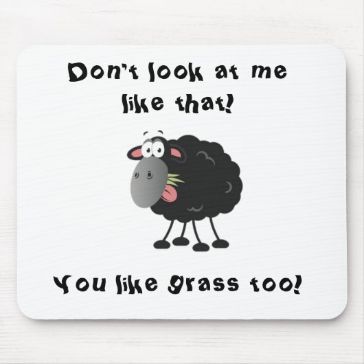 Lange verlorenes Lamm: Gras isst schwarzes Schaf Mousepad (Vorne)