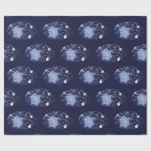 Lange Winter's Night Weihnachtswrapping Paper Geschenkpapier (Flach)