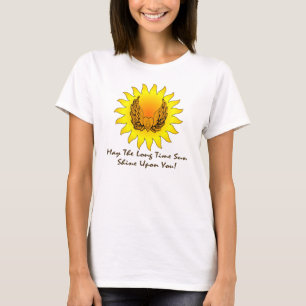 Lange Zeit-Sun Winged Herz-dunkle Beschriftung T-Shirt