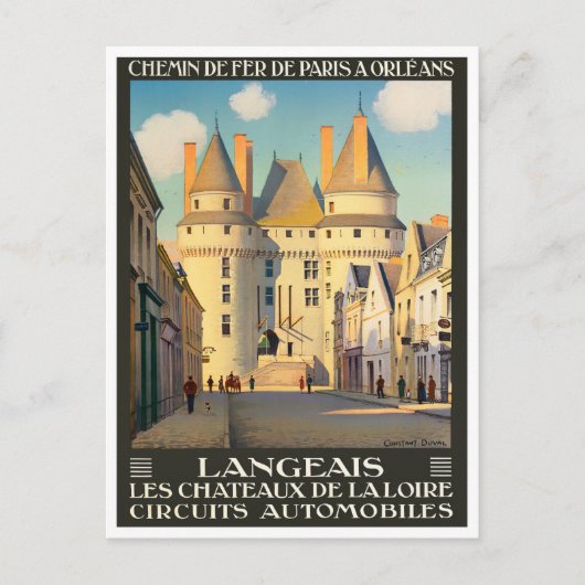 Langeais France Vintage Reise Postcard Postkarte (Vorderseite)