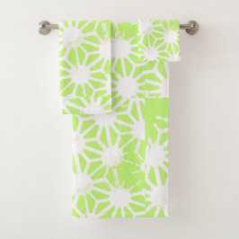 Längengrünes geometrisches Muster Badhandtuch Set