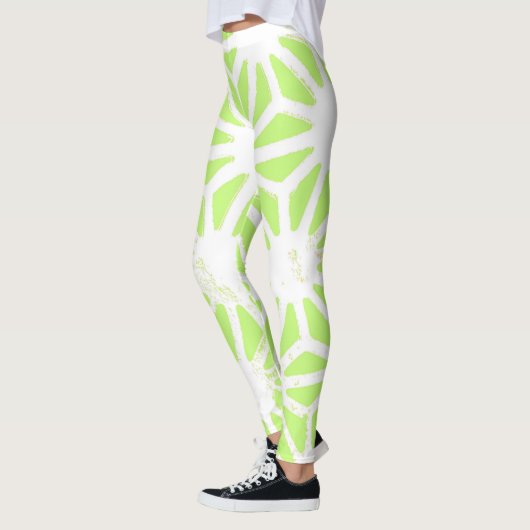 Längengrünes geometrisches Muster Leggings (Links)