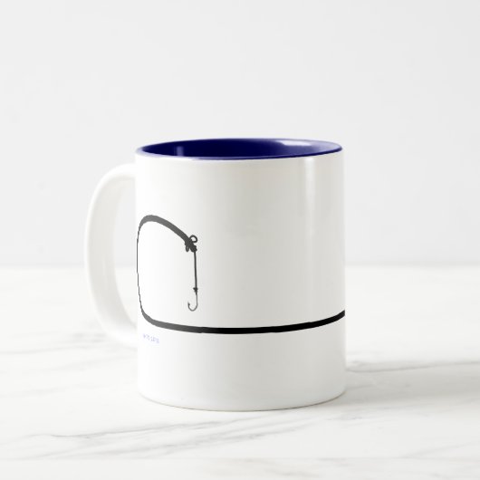 Langer Schwanz Katze gegangenes Fishin Zweifarbige Tasse (Vorderseite Links)