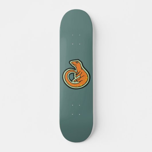 Langer Schwanz-orange Eidechse mit den Stellen, Skateboard (Vorne)