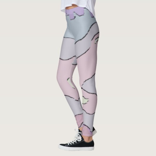 Langes abstraktes violettes und rosa Leggings (Links)