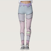 Langes abstraktes violettes und rosa Leggings (Vorderseite)