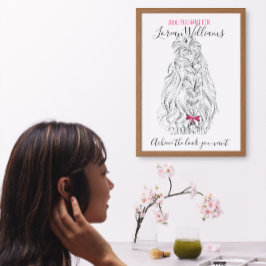 Langes, gewelltes Haar mit einer Fliegenmarkierung Leinwanddruck