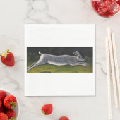 Langes graues Kaninchen springt über Felder Serviette (Beispiel)