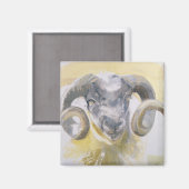 Langes Horn Schafe 2 Magnet (Vorderseite/Rückseite)