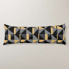 Langes Kissen Geometrie | Schwarz, Gold Handwerkst