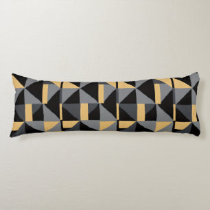 Langes Kissen Geometrie Schwarz, Gold Handwerkst