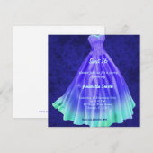 Langes Kleid Sweet 16 (blau) Einladung (Vorne/Hinten)