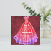 Langes Kleid Sweet 16 (Red) Einladung (Stehend Vorderseite)