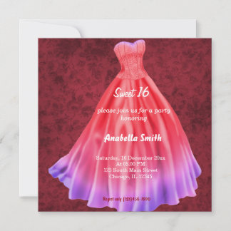 Langes Kleid Sweet 16 (Red) Einladung
