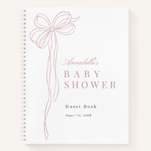 Langes rosa Schleifenband Mädchen Baby Shower Gäst Notizblock