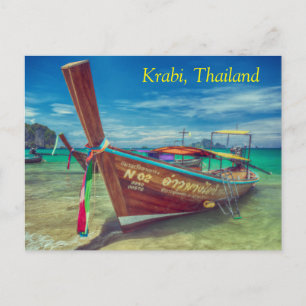 Langes Schwanz am Strand, Krabi, Thailand Feiertagspostkarte