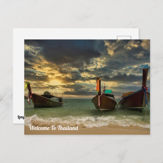 Langes Schwanz-Boot in Thailand Postkarte (Vorne/Hinten)