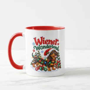 Langes und fröhliches Weihnachten Lustiger Dachshu Tasse