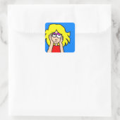 Langeweile-Blondine  Quadratischer Aufkleber (Tasche)