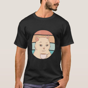 Langeweile Katze mit Kaffee Retro Sonnenschein Gra T-Shirt
