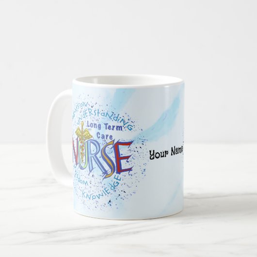 Langfristige Pflegekräfte - Motto Kaffeetasse (Vorderseite Links)