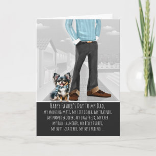 Langhaar Chihuahua Hund und Papa Vatertag Feiertagskarte