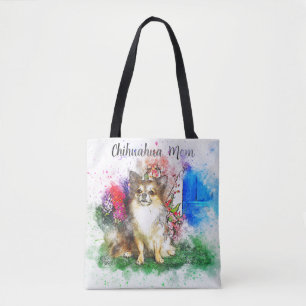 Langhaar Chihuahua Wasserfarben-Tasche Tasche