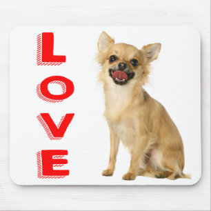 Langhaar Chihuahua Welpe Hund Canine Rot Liebe Mousepad