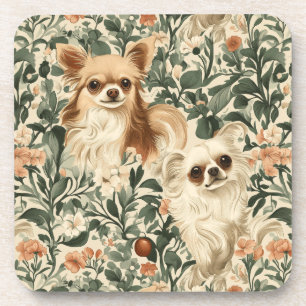 Langhaar-Chihuahuas im William-Morris-Stil mit flo Getränkeuntersetzer