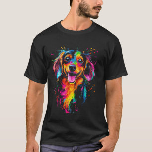 Langhaar-Dachshund-Design mit einem Hund darauf T-Shirt