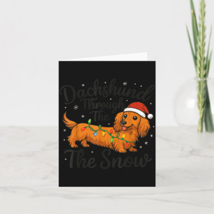 Langhaar-Dachshund durch Schnee Weihnachts-Pyjama Karte